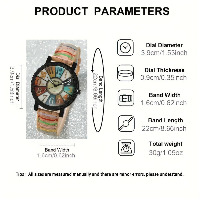 Women's Wooden Watch with Faux Leather Band Quartz Movement Gift Idea