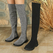 Women's Western Style Chunky Heel Platform Over-the-Knee Boots