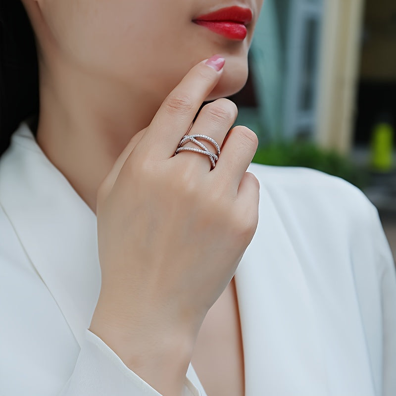 Sterling Silver Moissanite Engagement Ring with Multi-Layer Halo for Special Occasions