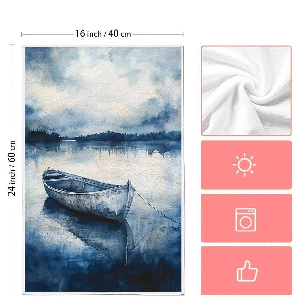 Set of 2 Coastal Love Kitchen Towels Ultra Soft Absorbent Polyester 40x60 cm