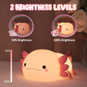 Axolotl Night Light for Kids Touch Control Dimming Timer USB Rechargeable Silicone Lamp for Bedroom