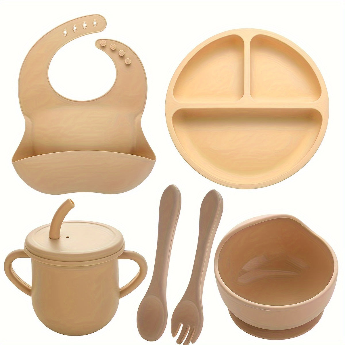 Food Grade Fork Spoon and Silicone Plate Set for Food Supplements