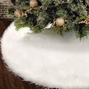 White Plush Christmas Tree Skirt 77.98cm Festive Decor with Ornaments