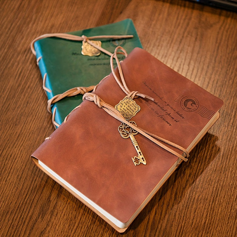 Vintage PU Leather Notebook with Detachable Pages and Straps