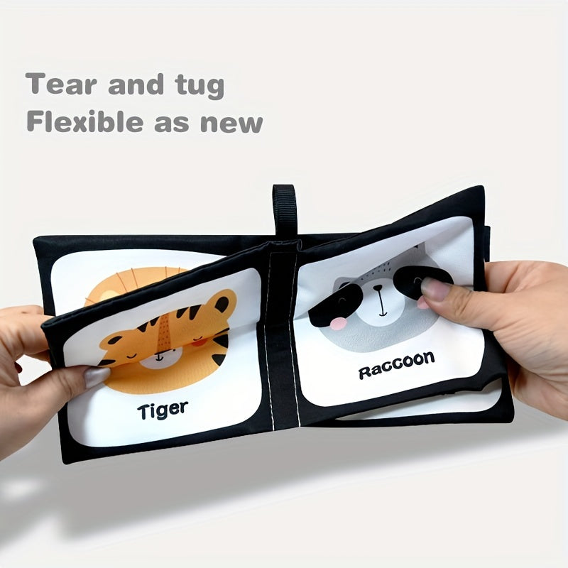 Мягкая тканевая книга для детей и малышей с высококонтрастными черно-белыми яркими иллюстрациями, нетоксичная образовательная игрушка