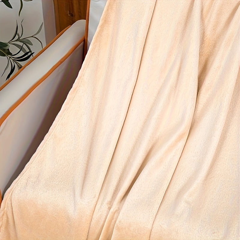 Khaki Flannel Throw Blanket Soft Cozy for Couch Bed Travel 50x60 Inches