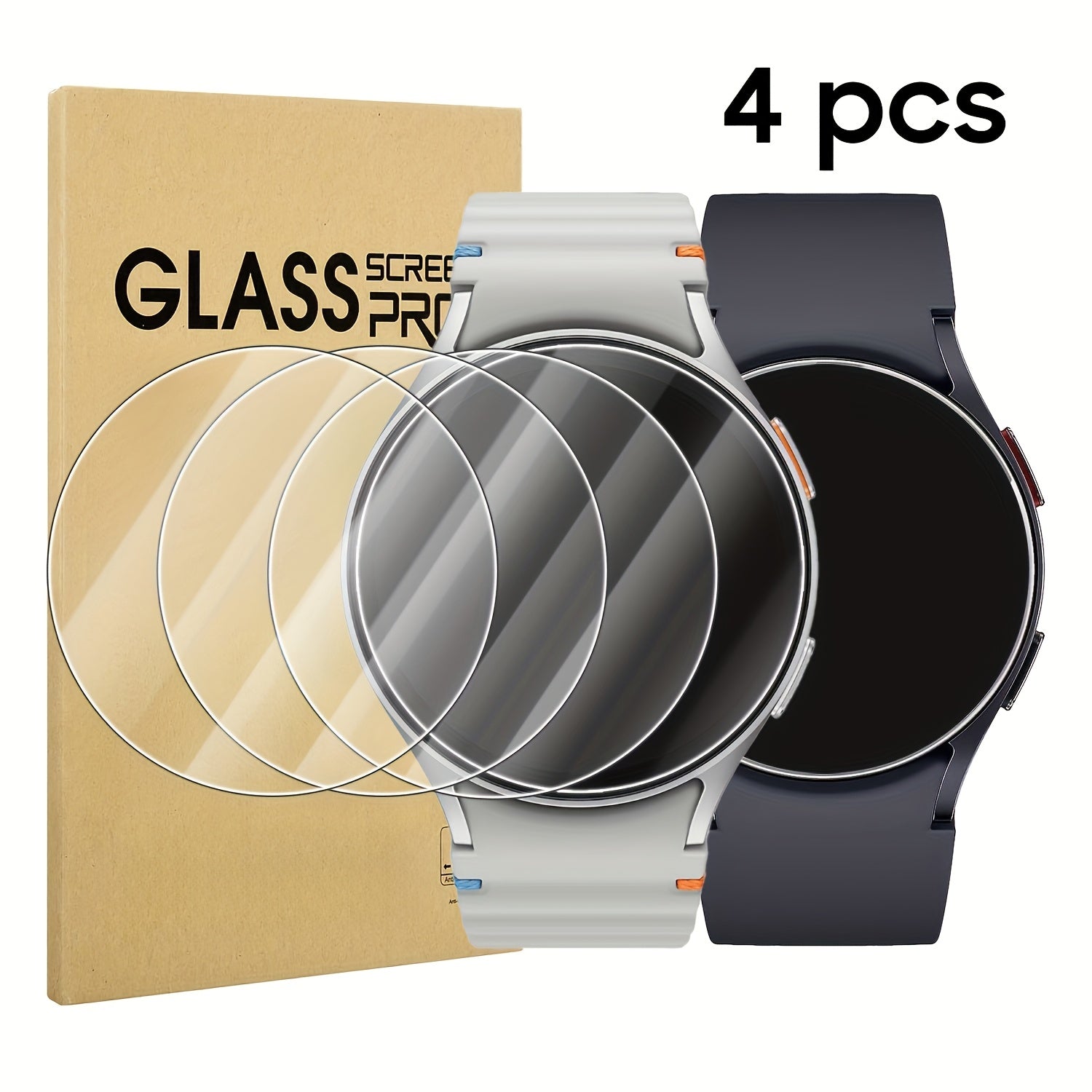 4pcs Tempered Glass Screen Protectors for Samsung Galaxy Watch 7 40mm 44mm Anti-Scratch HD Touch
