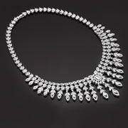 Women’s Crystal Jewelry Set with Necklace Bracelet Ring Earrings Synthetic Zirconia for Weddings