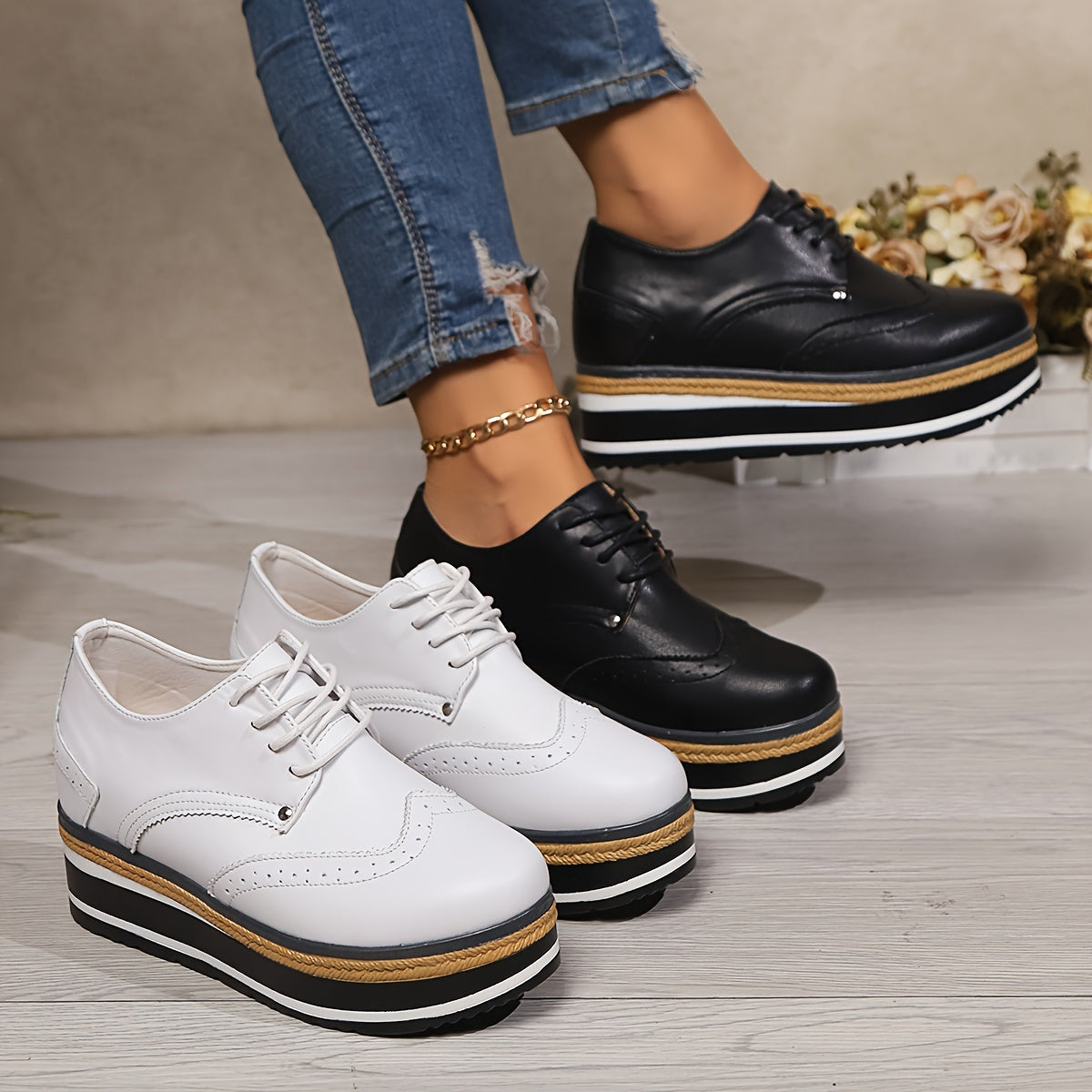 Women's Wedge Loafers Leather Comfortable Elegant Shoes