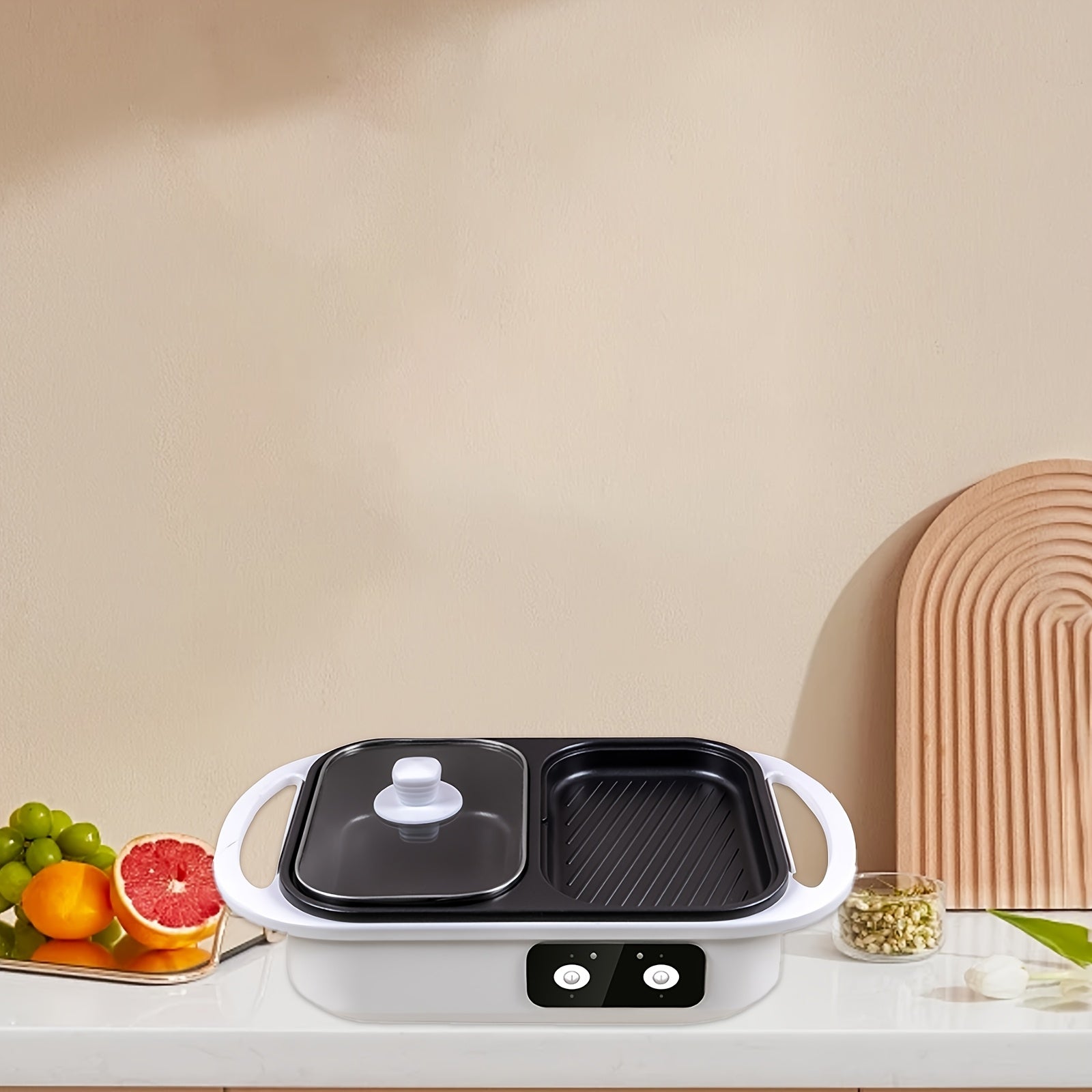 Aluminum alloy shabu-shabu pot with non-stick coating and double-layer tray