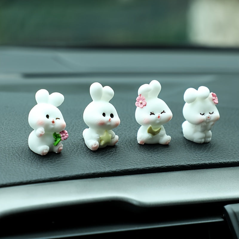 4 ta chiroyli quyon resin panel bezaklari mini avtomobil dekoratsiyasi to'plami