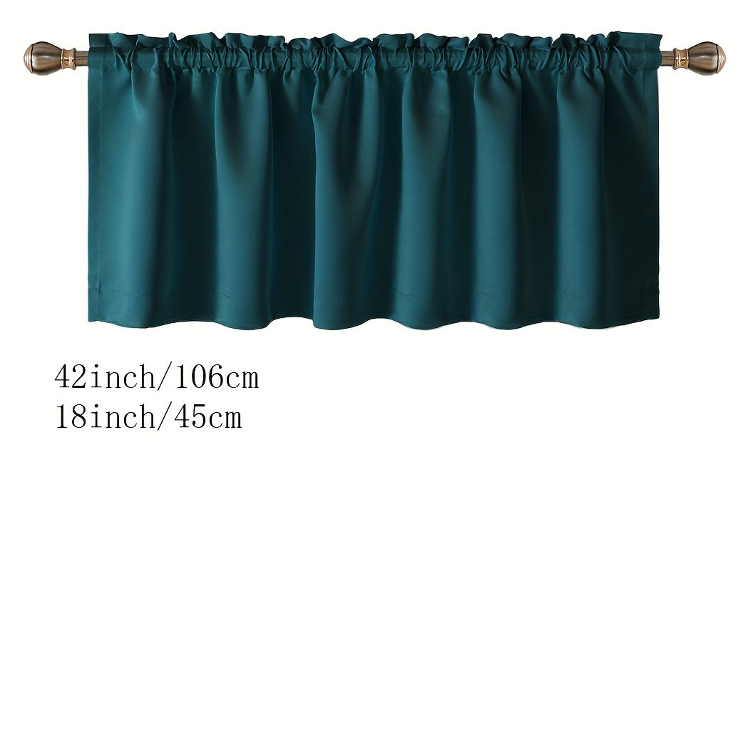 Blackout Insulated Rod Pocket Window Valance for Kitchen Black