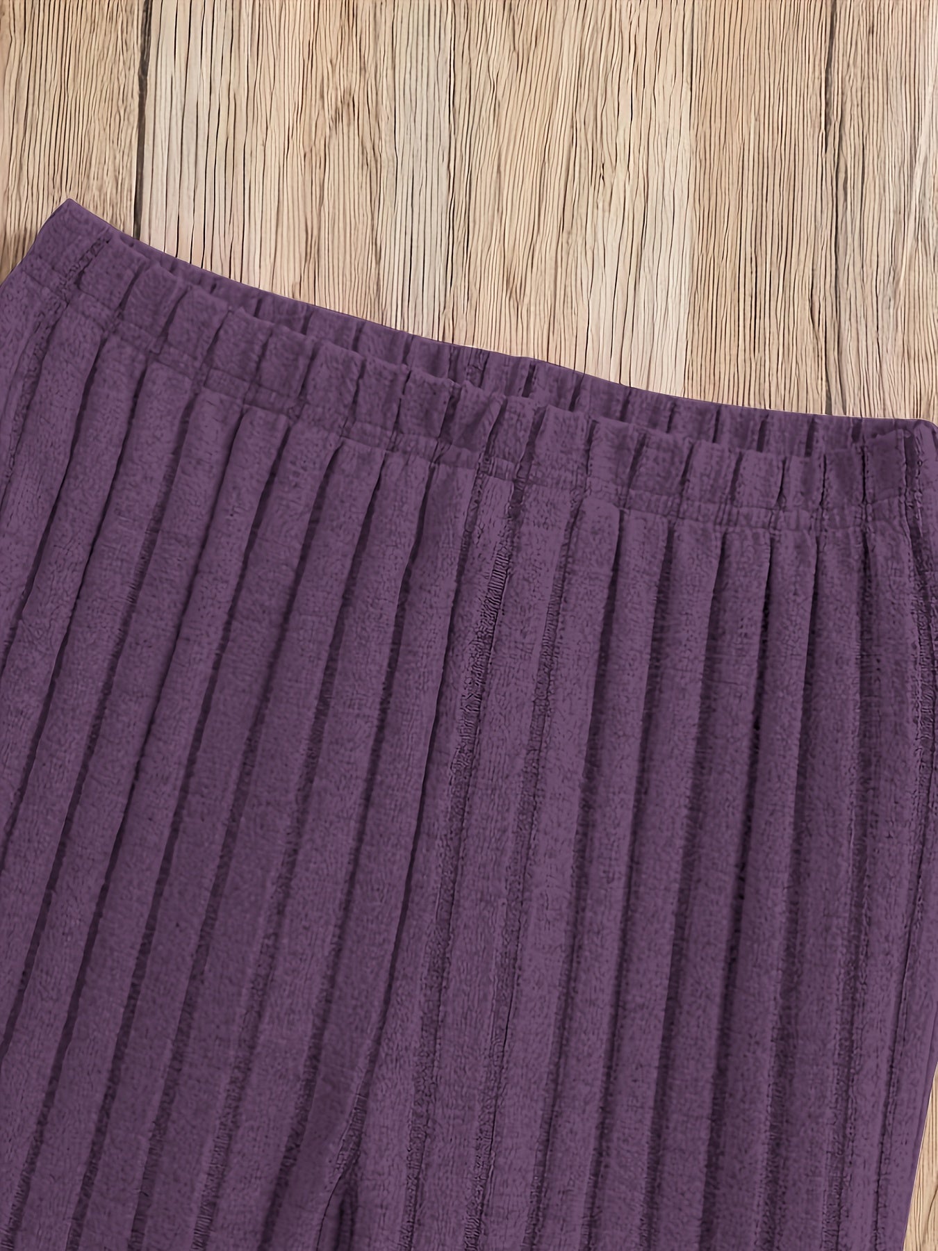 Conjunto de sudadera y pantalones de punto para niñas, de manga larga, de color sólido, poliéster, casual, para mayores de 3 años