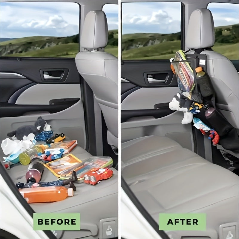 Универсальный органайзер для спинки автомобильного сиденья из полиэстера с множеством карманов для хранения