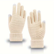 Women's Winter Touchscreen Gloves 4 Pack Cashmere Lined Knitted Gloves with Elastic Cuffs