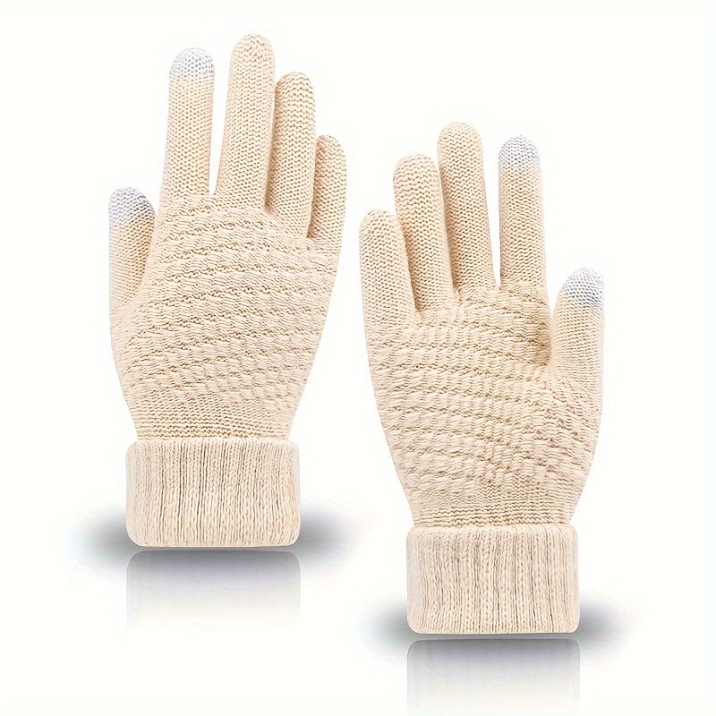 Women's Winter Touchscreen Gloves 4 Pack Cashmere Lined Knitted Gloves with Elastic Cuffs