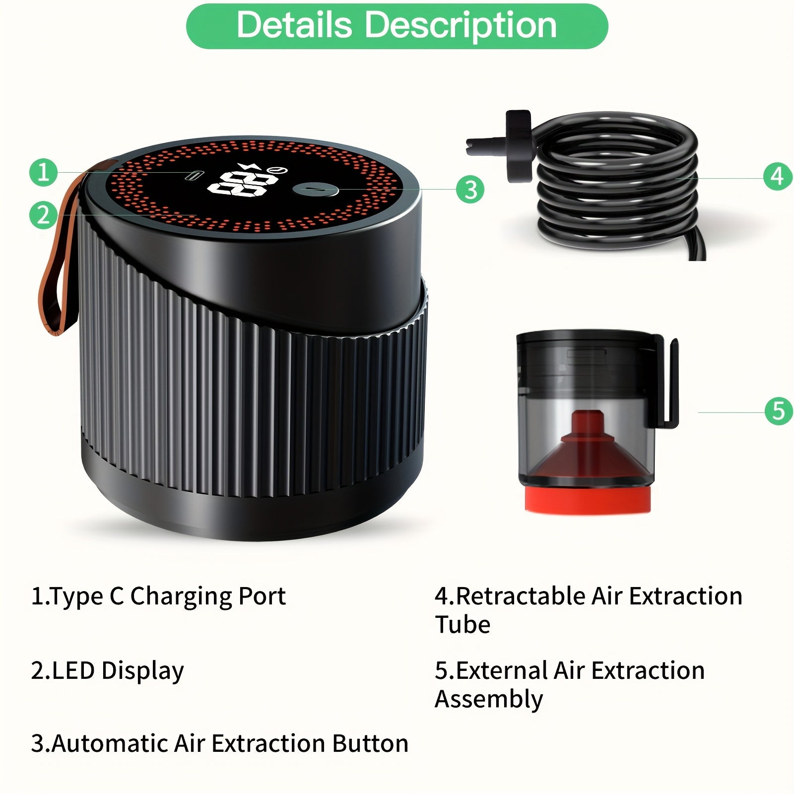 Kit de sellador al vacío para tarro de cristal eléctrico para conservar alimentos y almacenamiento de vino