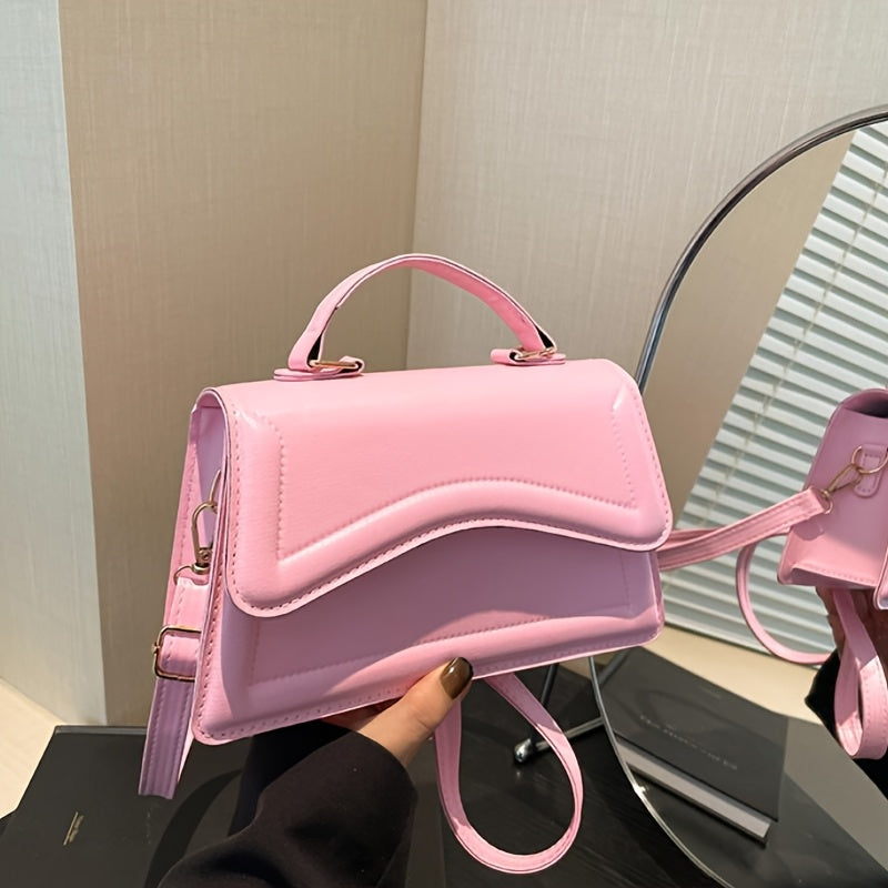 Mini Women's Solid Color PU Shoulder Bag with Crossbody Strap