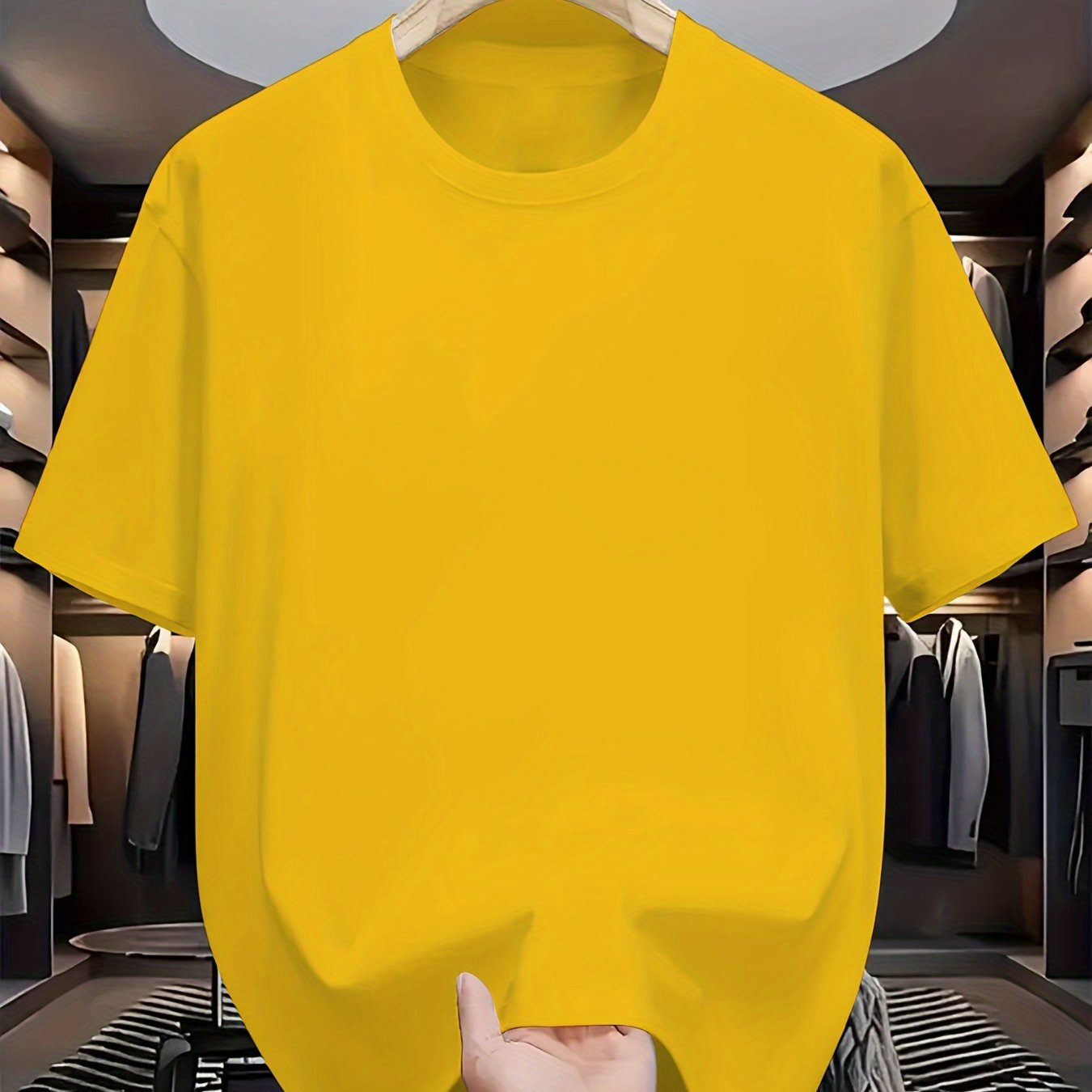 Camiseta de color sólido para adultos con cuello redondo y manga corta, mezcla de poliéster, para todas las estaciones, casual