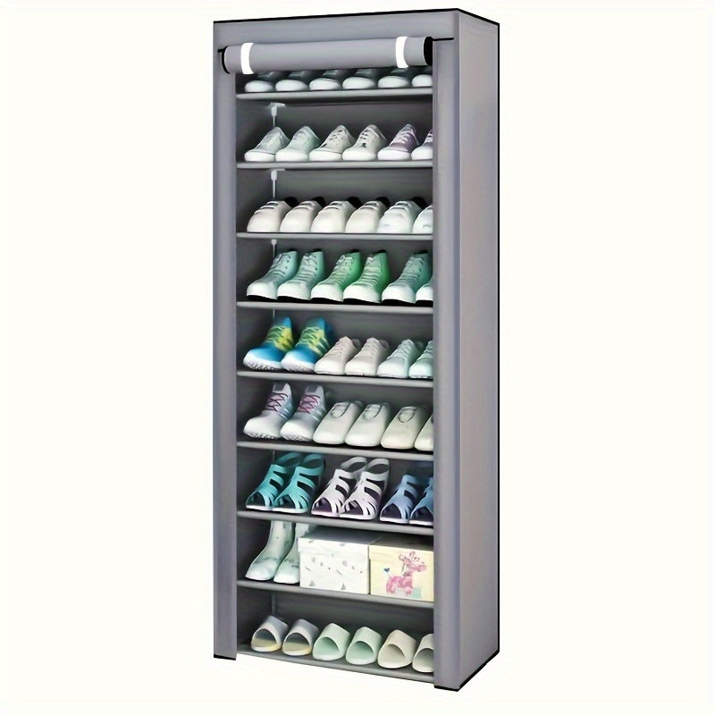 8-Tier Metal Shoe Rack for Entryway Bedroom Collapsible Dust-Resistant Storage