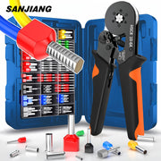 SANJIANG HSC8 10-6A Simni Qisqartirish Asboblari To'plami, Uglerod Po'latidan Yasalgan Tutqich, 1200TA VE Terminal Assortimenti To'plami, Sovuq Press Sim Ulanishlari uchun Oltita Qisqartirish.