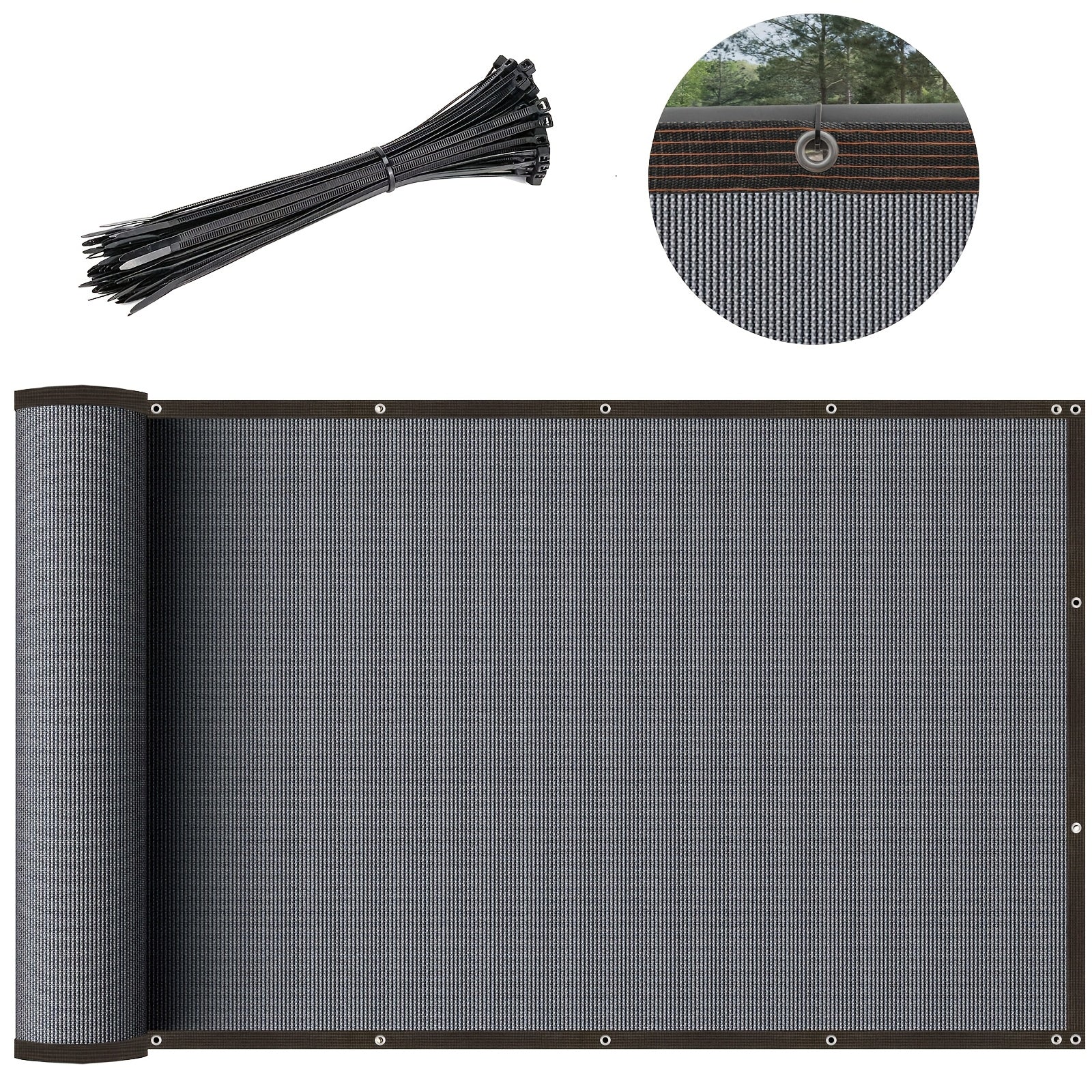 Gray Outdoor Privacy Screen 5x50 Feet Wind Blocker for Fences with Zip Ties