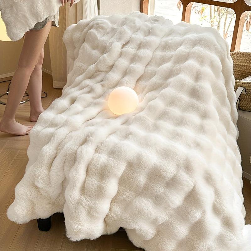 Faux Fur Throw Blanket Snowy White Soft and Comfortable for Home Decor