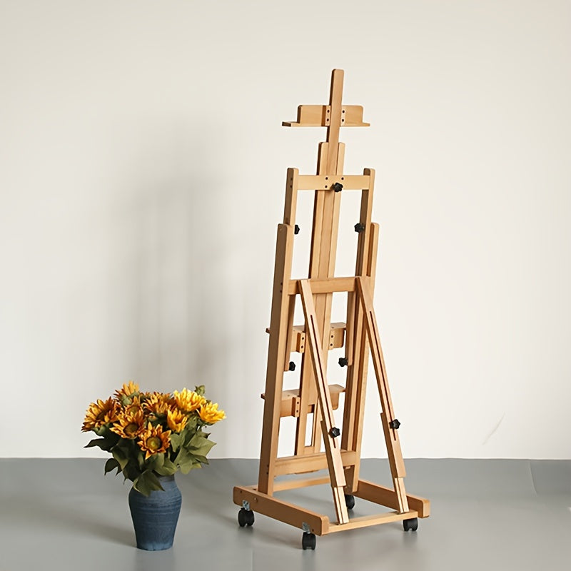 Portable Wooden Easel for Artists Adjustable Height and Angle Khaki