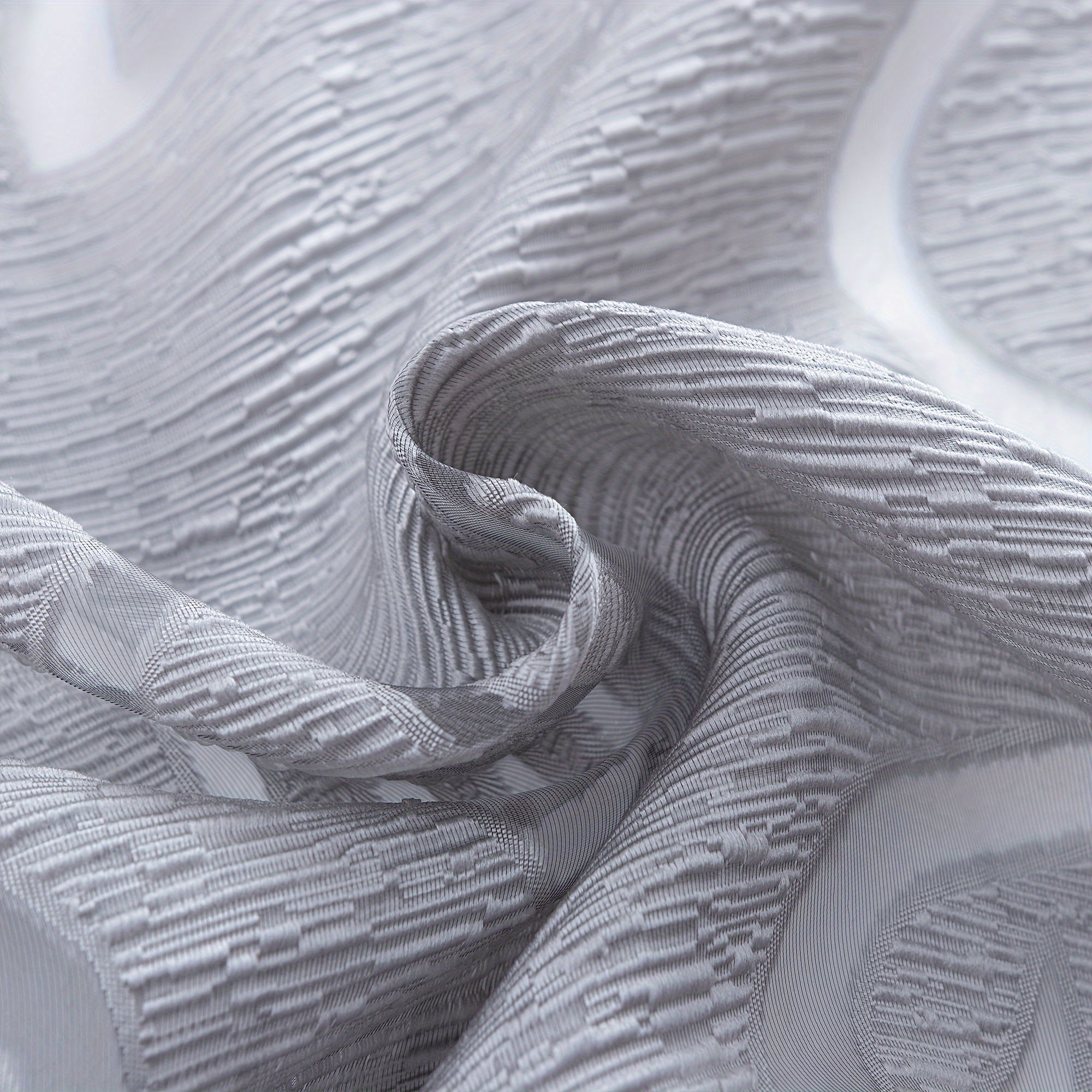 Gray Floral Sheer Curtain with Rod Pocket for Living Room and Bedroom