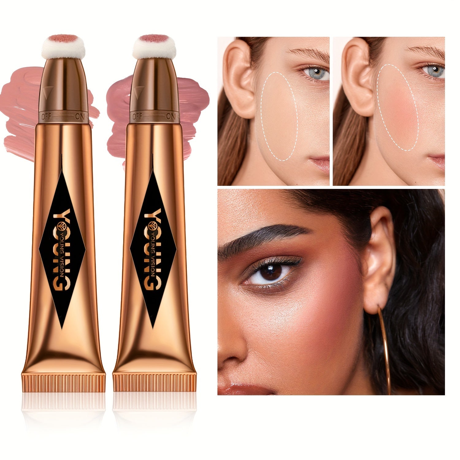 Set de colorete líquido y iluminador para mujer, contorno de maquillaje multicolor