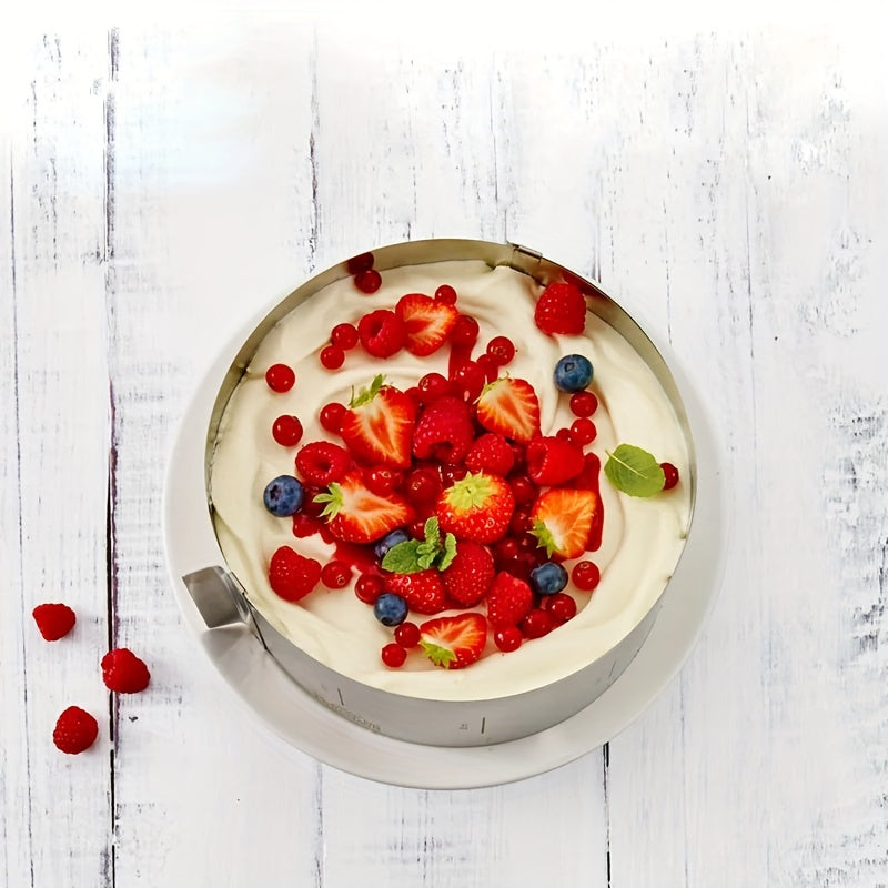 Baking uchun sozlanadigan zanglamaydigan po'latdan yasalgan tort halqasi, dumaloq va mousse tortlari uchun