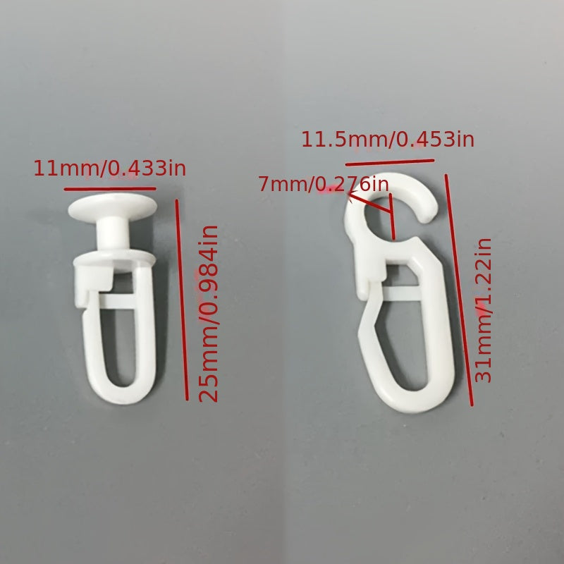 40 Plastic Drapery Hooks with Ceiling Track Sliders and Foldable Holdbacks for Bathroom and Room