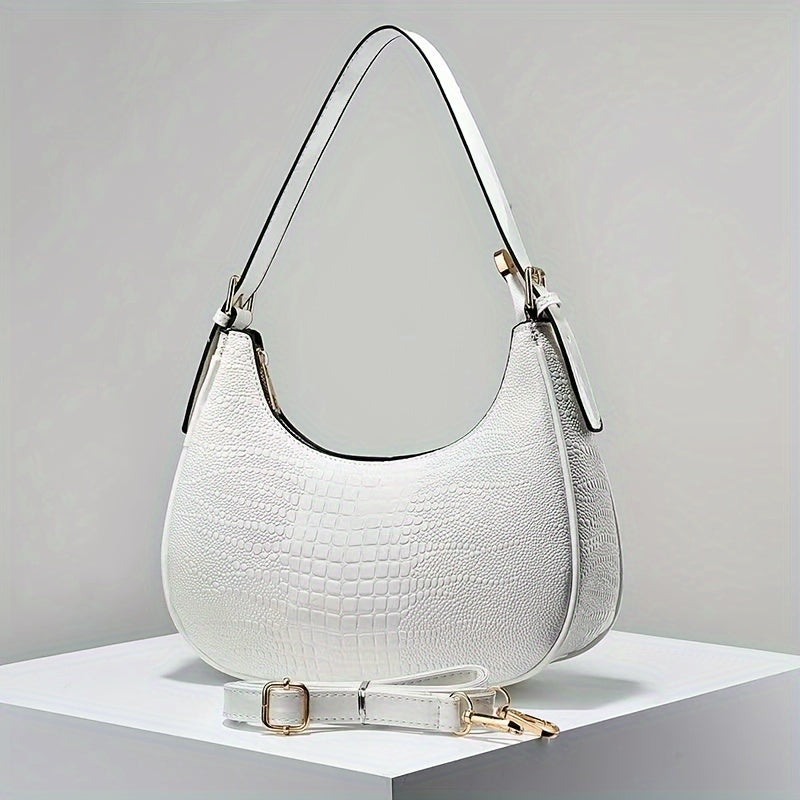 Women's Crossbody Bag with Crocodile Pattern Embossed PU Leather