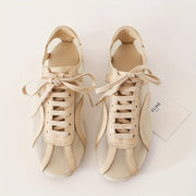 Women's Breathable Lace-Up Ballet Flats Almond Toe Casual Shoes Black