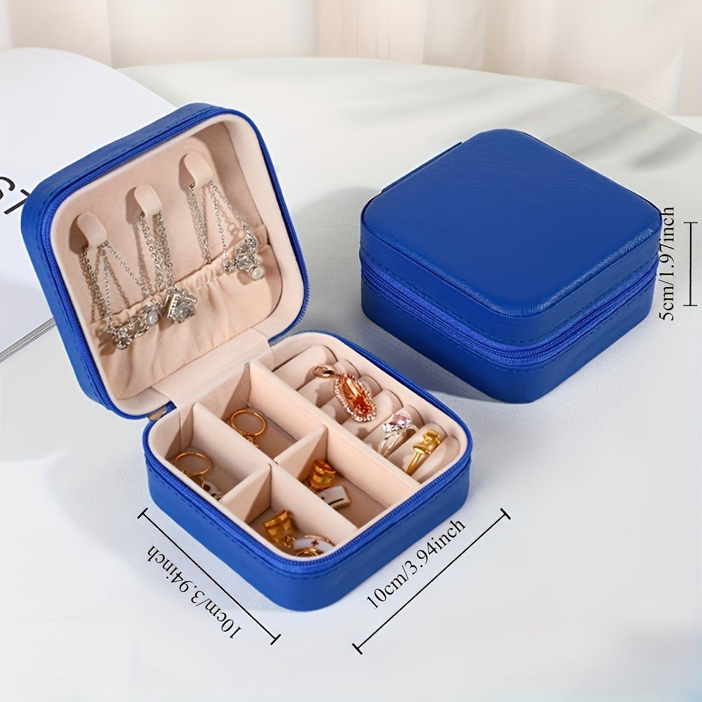 Jewelry Organizer Box with Removable Trays Faux Leather Textured Finish for Travel and Storage