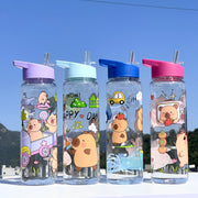 Cute Cartoon Kawaii Water Bottle PVC-Free Plastic Round Lightweight Hand Wash Climbing Sports