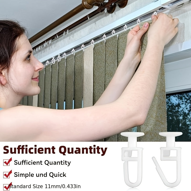 40 Plastic Drapery Hooks with Ceiling Track Sliders and Foldable Holdbacks for Bathroom and Room