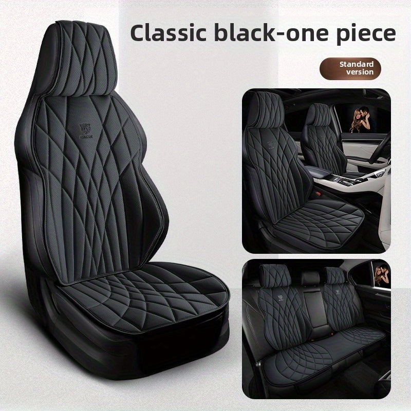 7pcs Synthetic Car Seat Covers All-Season Semi-Enclosed Fit Durable Protection