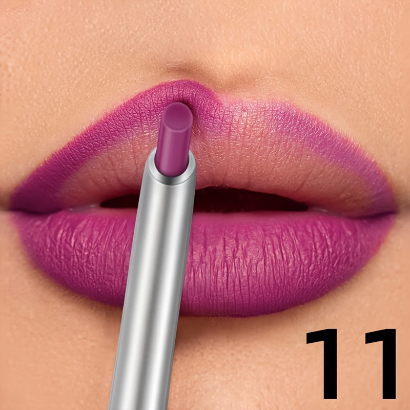 Lápiz delineador de labios mate impermeable para mujer, rojo, contorno, lápiz de labios de larga duración