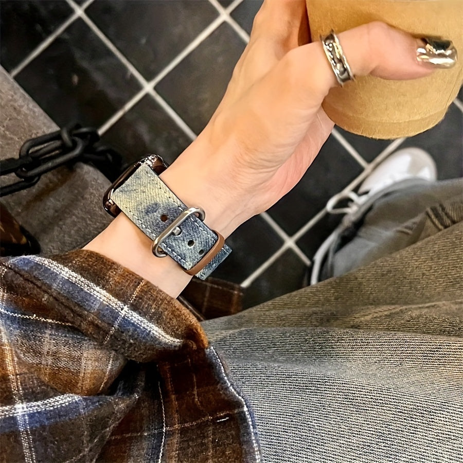 Ретро-тай-дай джинсовый ремешок для Apple Watch, регулируемый ремень совместим с различными моделями.