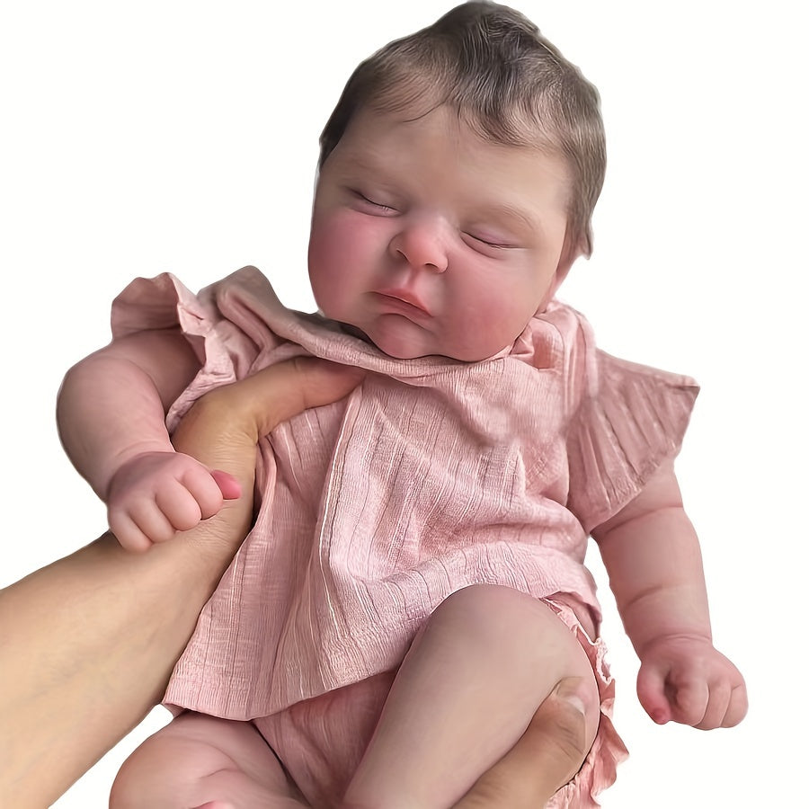 Realistic 19-Inch Reborn Baby Doll with Cloth Body and Toy Accessories Pink