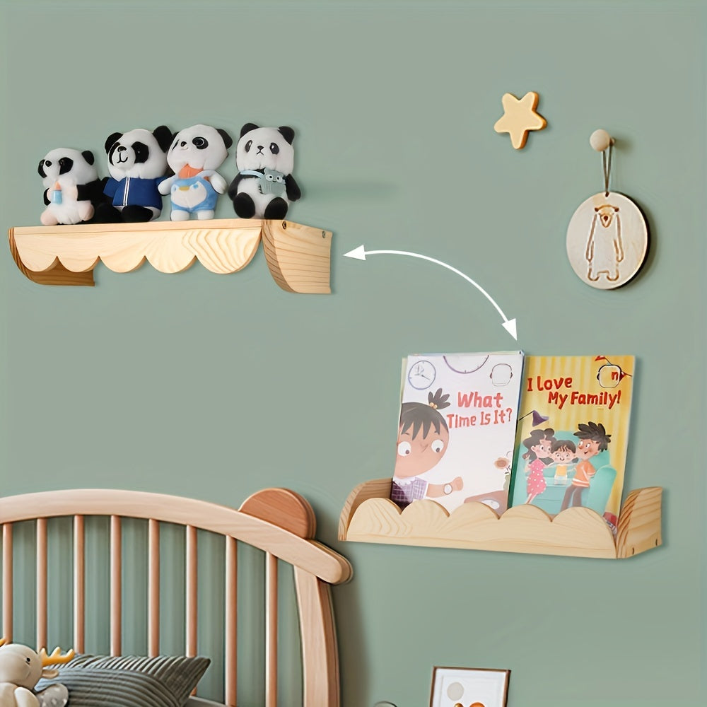 Estantes de pared de madera para guardería, baño y decoración del hogar, almacenamiento para libros, juguetes y fotos