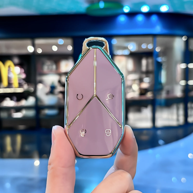 Universal Car Key Holder Leather Keychain for SUV and Sedan Black