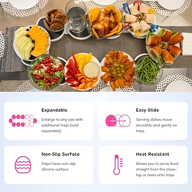 16 dona kengaytiriladigan Lazy Susan aylantiruvchi stol 360° aylanadigan ko'p qavatli plastmassa oshxona uchun