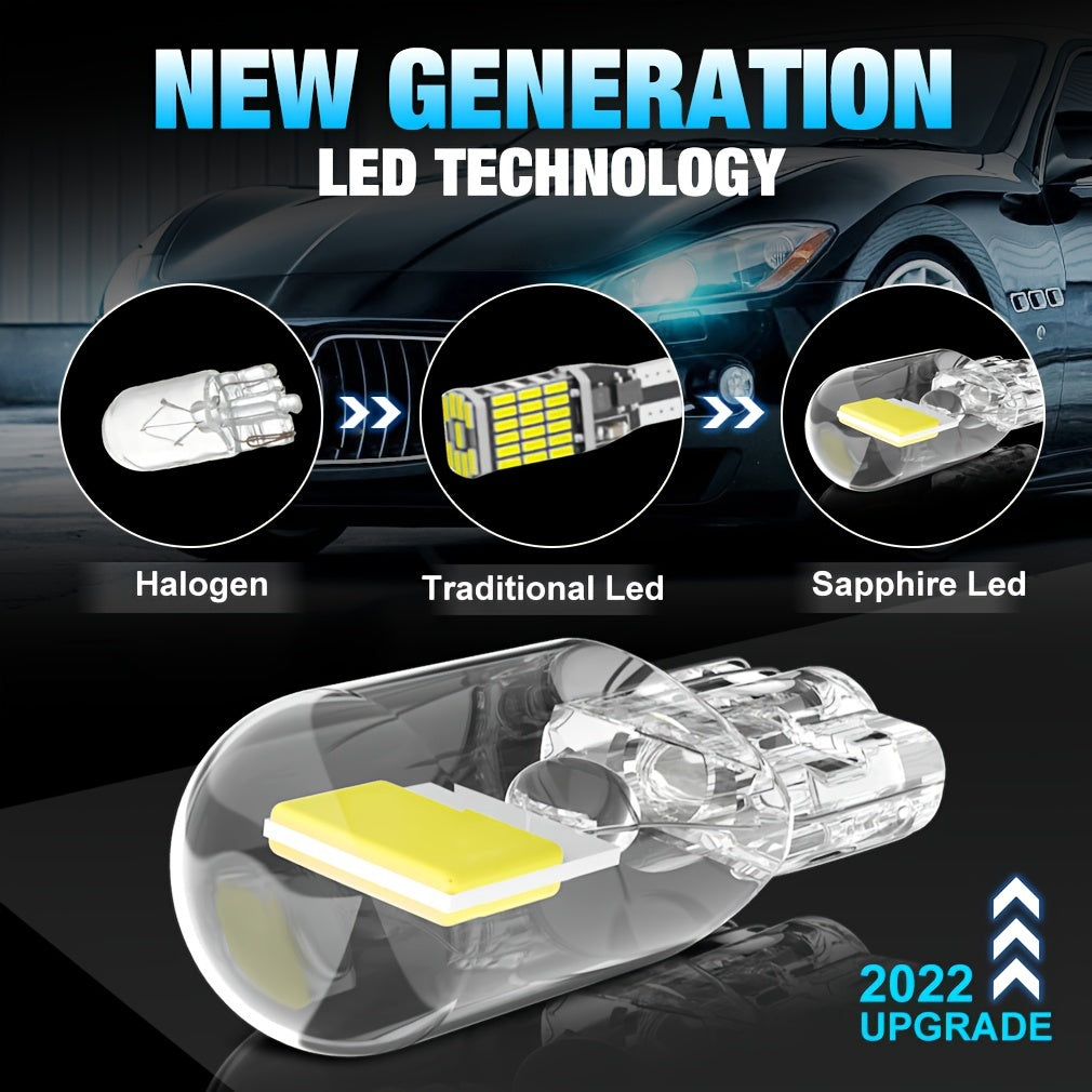 2-Pack W5W T10 COB LED Car Bulbs Bright White for Interior Dome