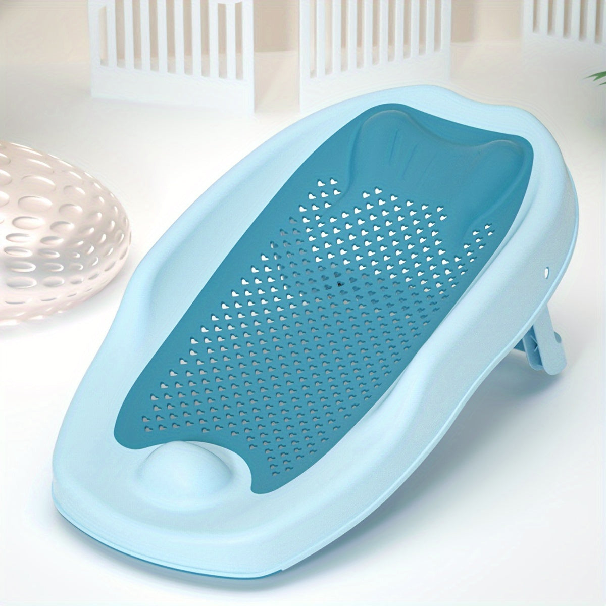 Kids Baby Bath Seat Foldable Fish-Shaped Non-Slip PP Support for Safe Bathing