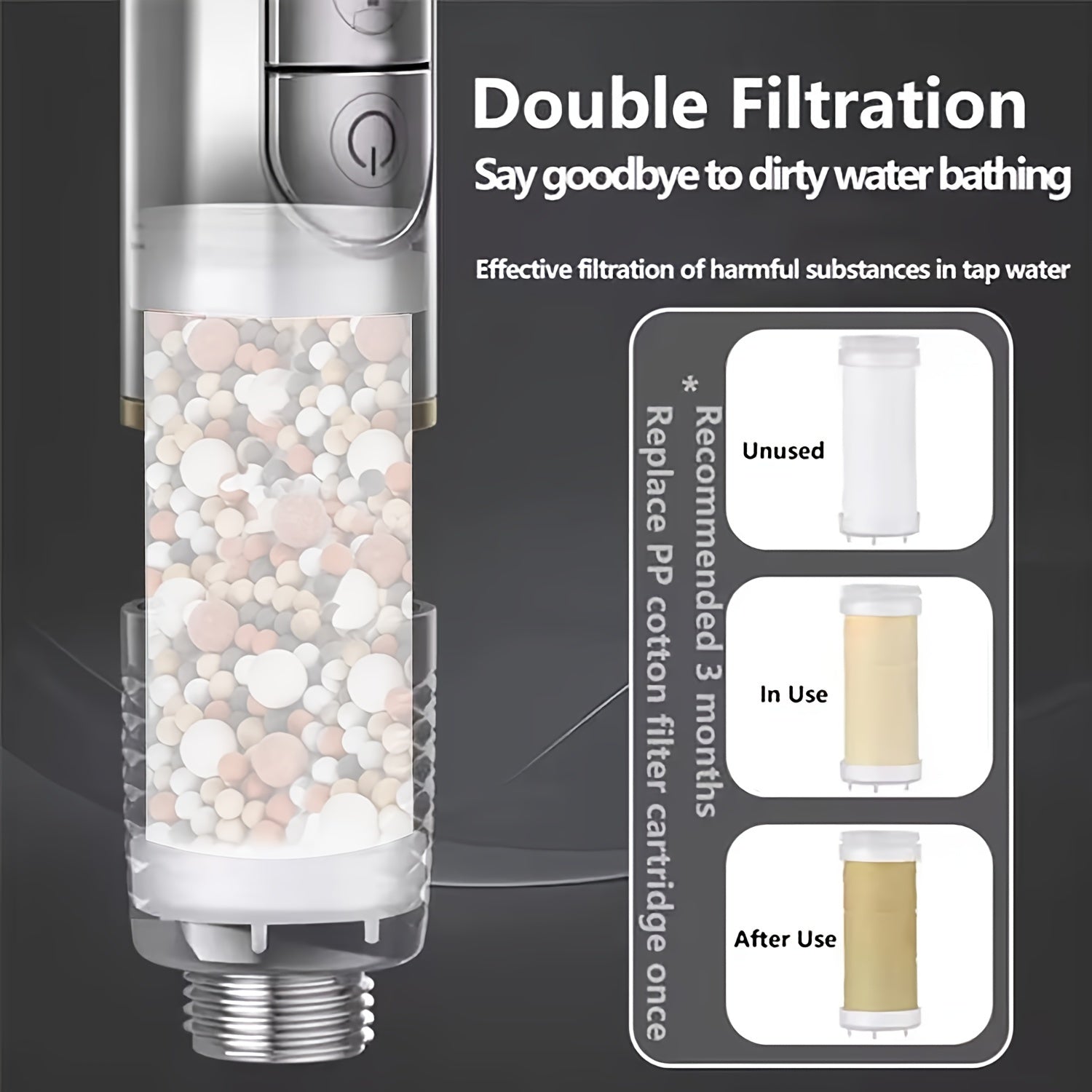 High-Pressure Handheld Shower Head with 5 Modes Stainless Steel Hose Adjustable Bracket