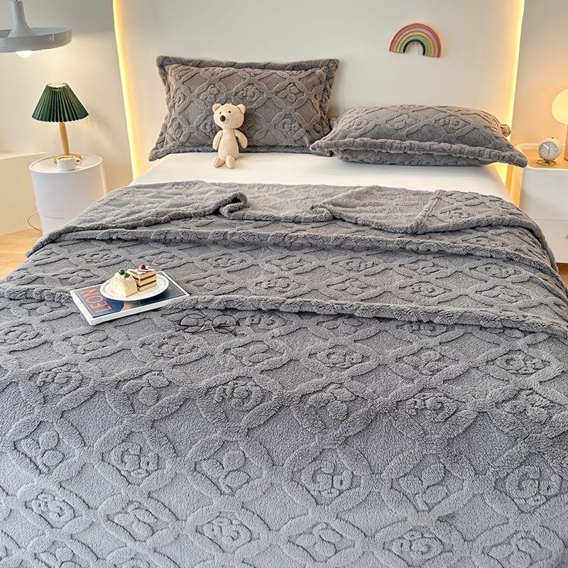 Taffeta Meadow Jacquard Blanket with Three Leaf Design Multipurpose Throw Quilt