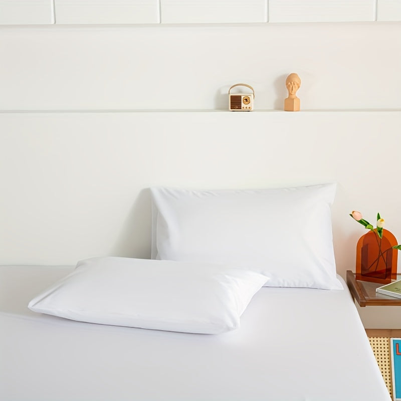 Set of 2 Solid Color Pillowcases in White Gray Navy Blue Soft Breathable Fabric