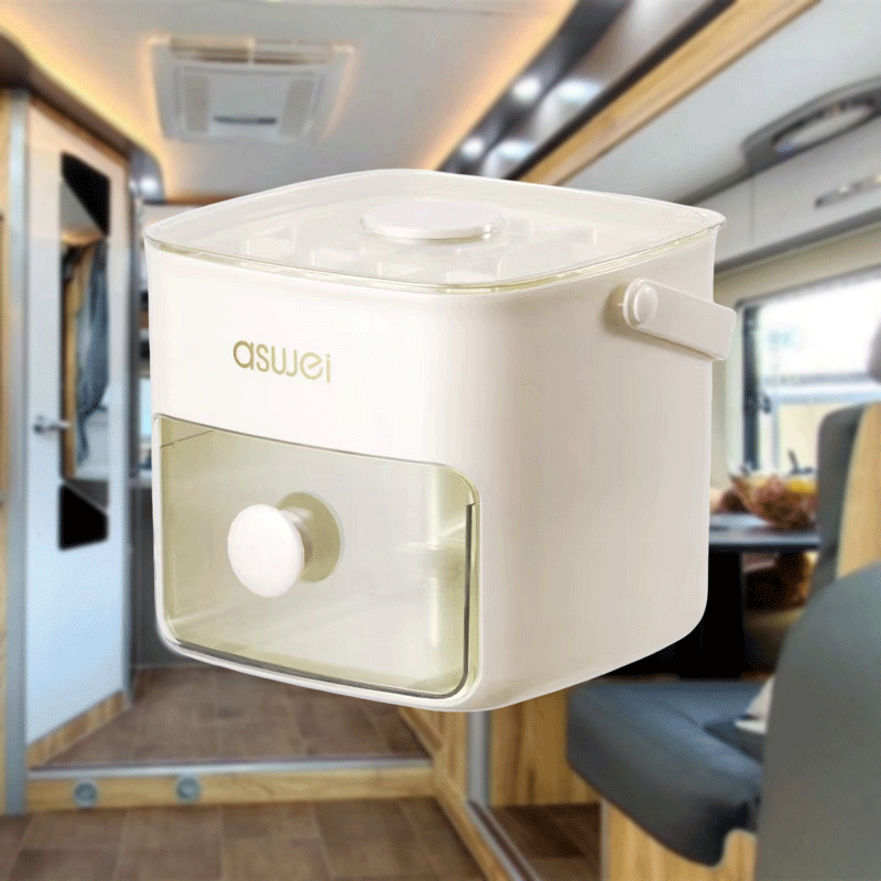 Manual Ice Maker 48-Block Portable Refrigerator with Easy-Press Lid